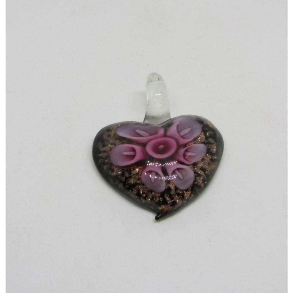 Hand Blown Glass Pendant Beautiful Calla Lilly Lampwork Glitter Fashion Pendant